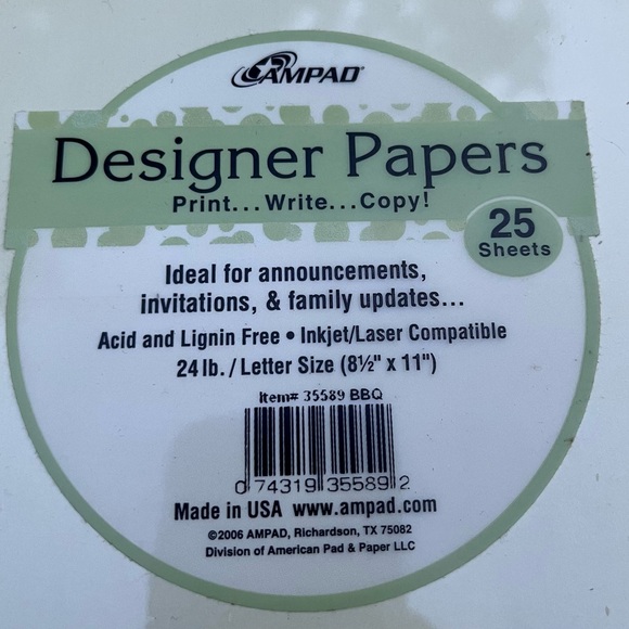 Designer Paper, Announcements, Family updates, Invitations 8 1/2 x 11, 25 sheets - Picture 4 of 4